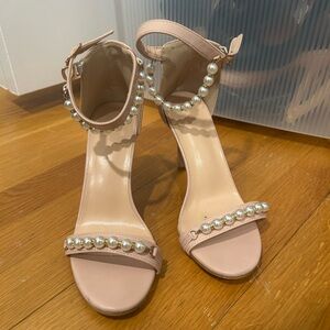 Pearl studded nude heels!